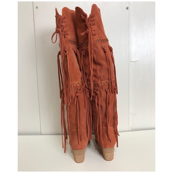 Mojo Moxy Brown Toreador Over knee Fringe Boots - Picture 4 of 8